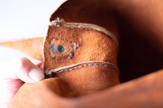 Vintage Leather Satchel, Handsewn Cross Body Bag,… - image 3
