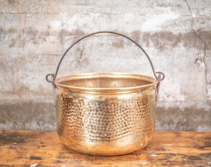 Oversized Hammered Brass Pot With Handle Large Brass Planter Pot Brass