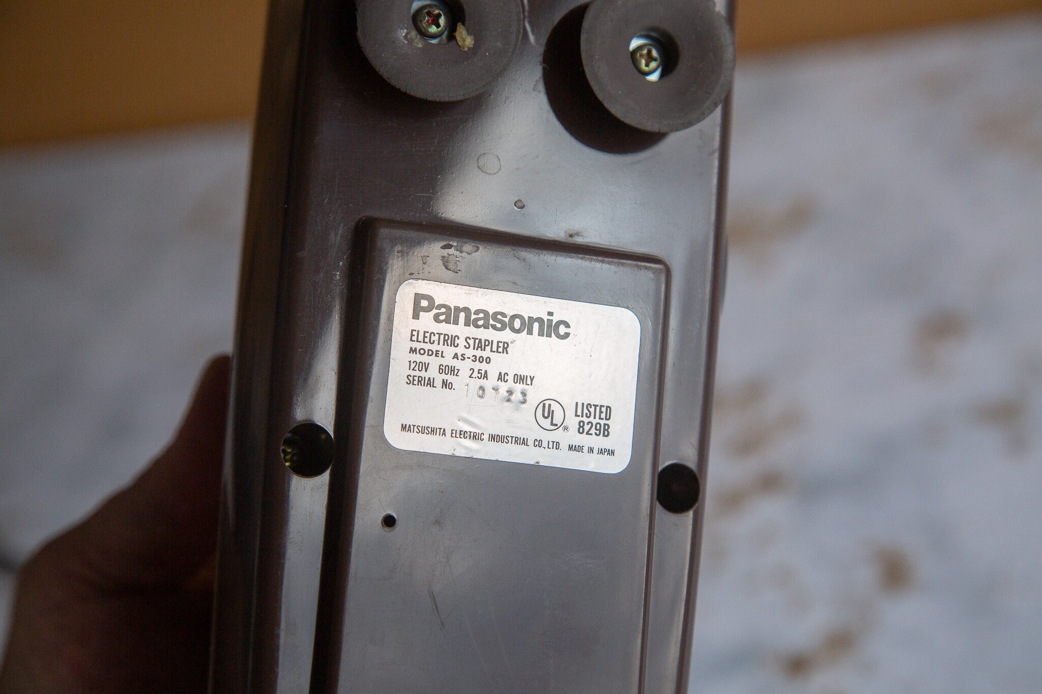 Panasonic AS-300NN-A: Commercial Automatic Stapler – 25 Sheets Capacity –  210 Staple Capacity – Full Strip – 1/4 Staple Size – Gray, Blue, Cream