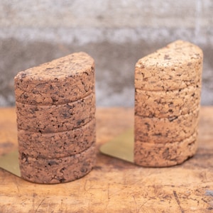 Vintage Cork Bookends: 1980s Modern Home Office Decor