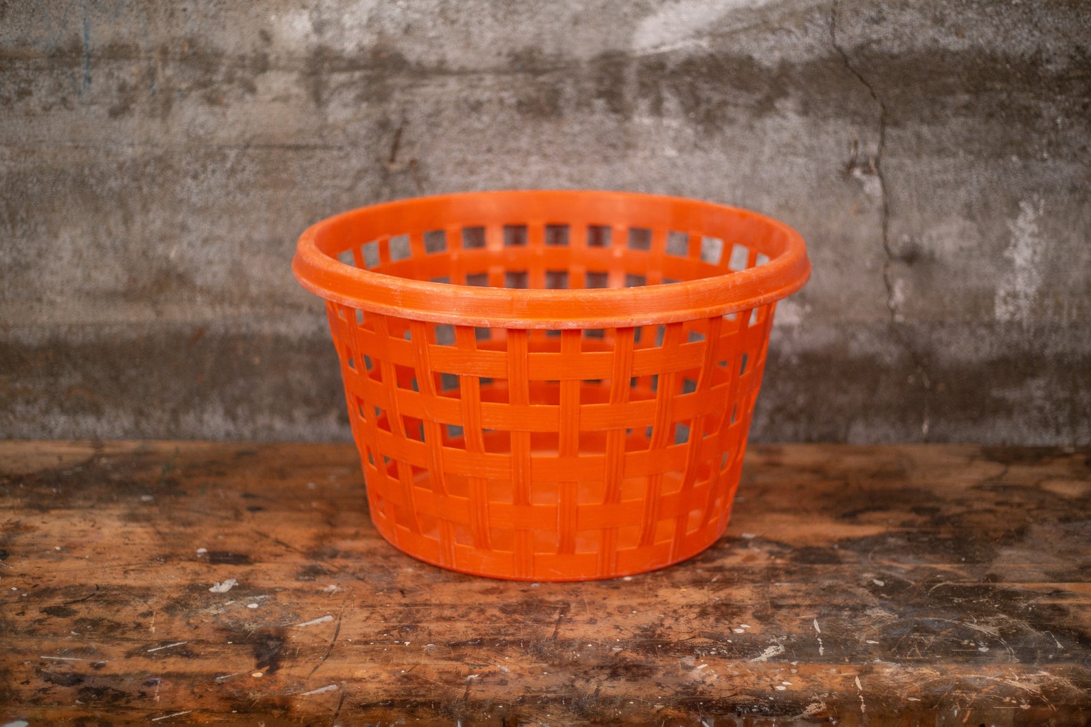 Vintage Orange Laundry Basket Vintage Plastic Storage Basket Etsy