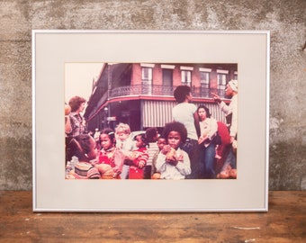 Vintage 1970s Framed Photograph: New Orleans Autumn Market Scene