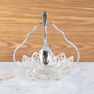 Vintage Federal Glass Condiment Relish Bowl, Petal Patterned Dish