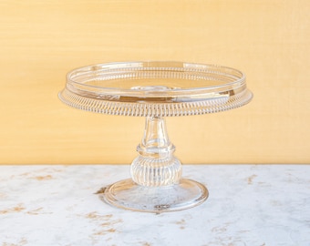 Vintage Crystal Small Cake Pedestal Plate, Baking Stand, Food Display, Pastry Case