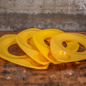 Vintage Yellow Plastic Paper Plate Holder Set: Picnic Camping Supplies