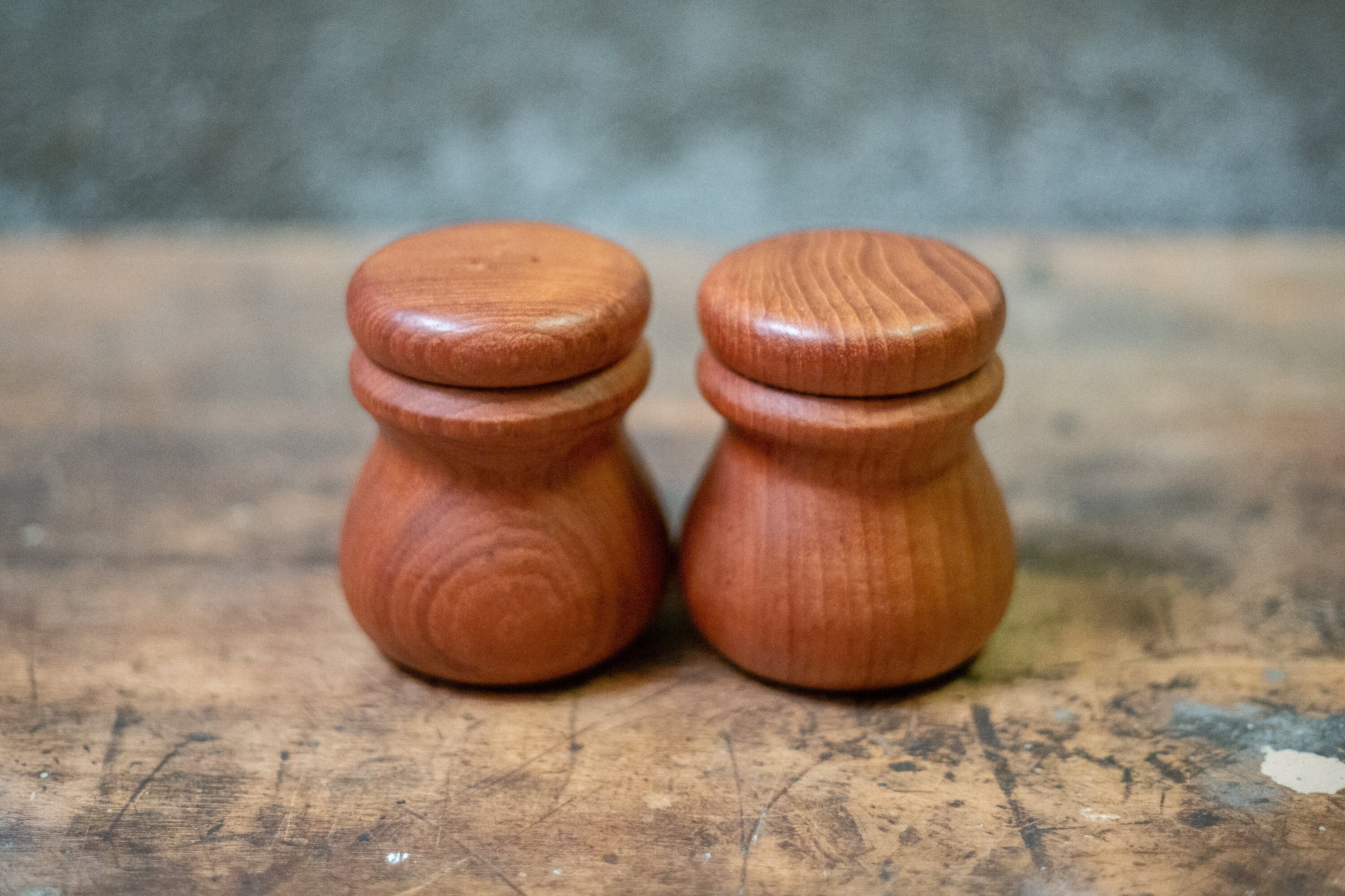 Vintage Teak Wood Salt and Pepper Set Teak Salt Pepper Etsy