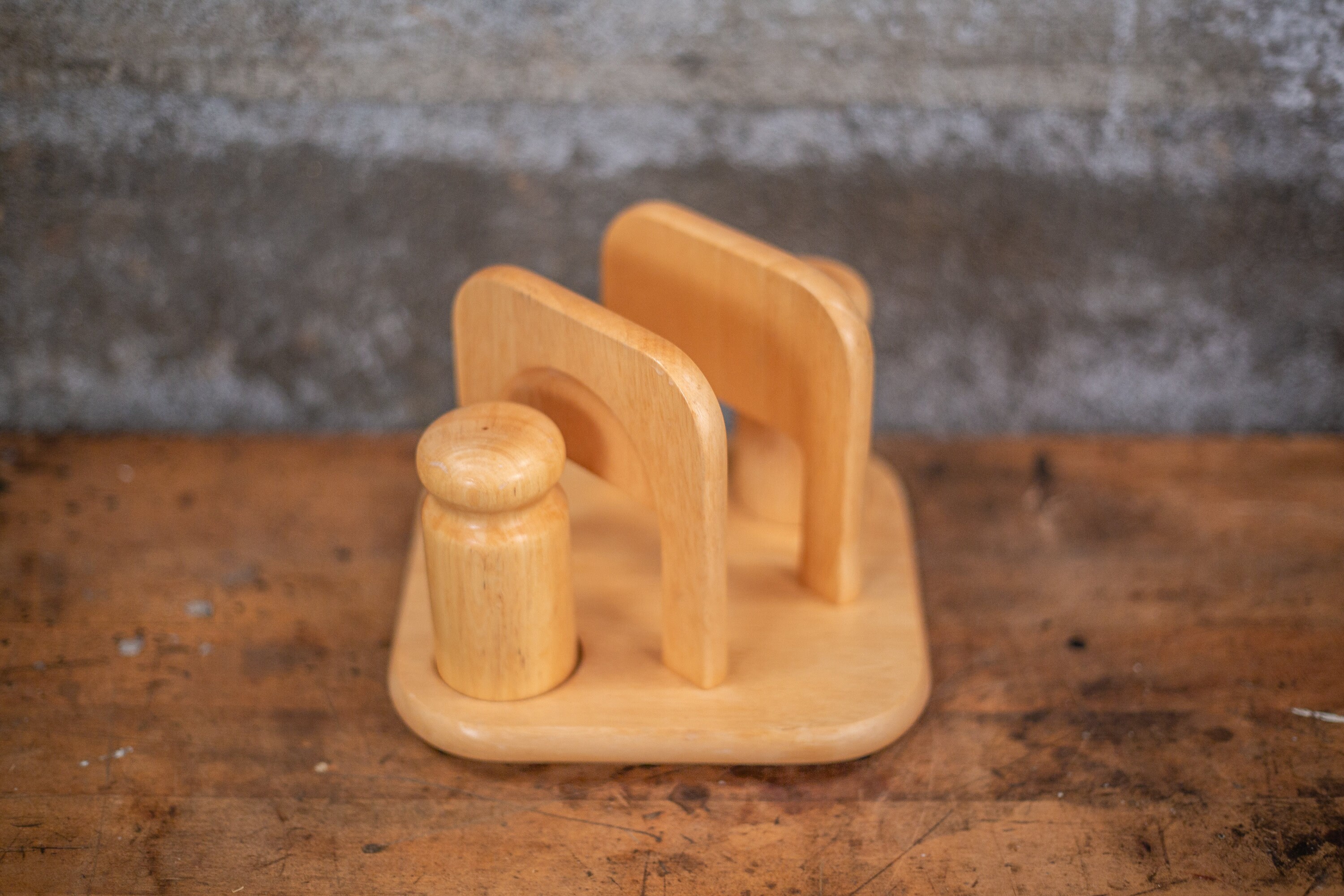 Napkin Holder Salt and Pepper Caddy Wooden Table Set Etsy