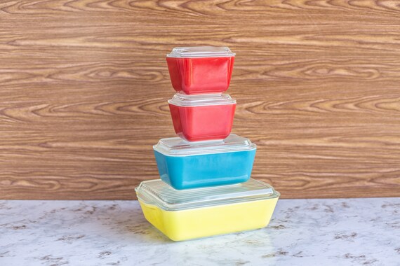 Vintage Pyrex Primary Colors Refrigerator Dish Set - Etsy