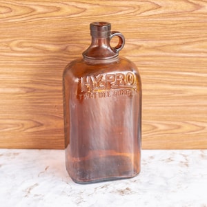 Amber Glass 1930s Half Gallon HY PRO Bottle