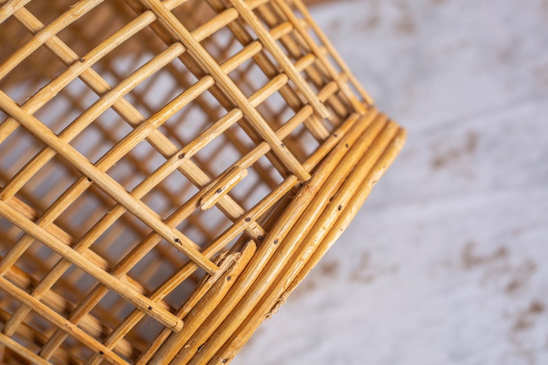 Vintage Open Weave Willow Storage or Laundry Basket image 6