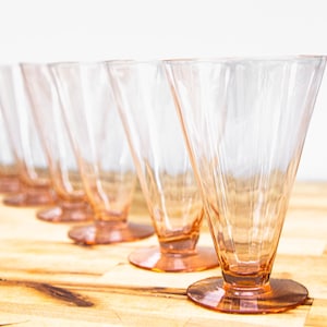 Tiffin-Franciscan Pink Peach Tumblers, Set of 6, Optic Paneled Glasses
