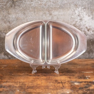 Danish Midcentury Stainless Steel Serving Tray | Kalmar Denmark Tray | Divided Tray