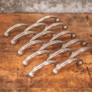 Vintage Silver Metal Drawer Pulls: Brushed Nickel Cabinet Handles