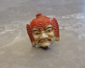 Vintage Japanese Bishamonten God of Dignity God of Fortune Hand Painted Toshikane Arita Enameled Porcelain Tie Pin