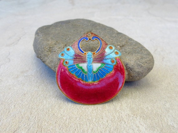 Vintage Laurel Burch 1970s Cloisonné Enamel "Full… - image 1