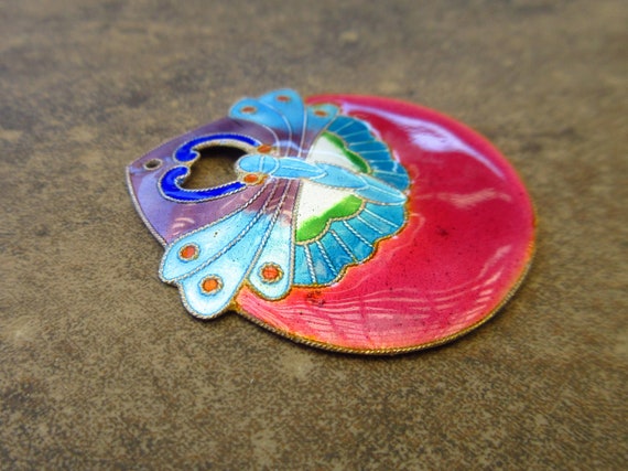 Vintage Laurel Burch 1970s Cloisonné Enamel "Full… - image 3