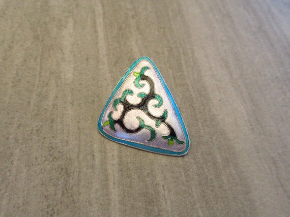 Vintage 1970s 1980s Cloisonné Enamel Art Nouveau … - image 3