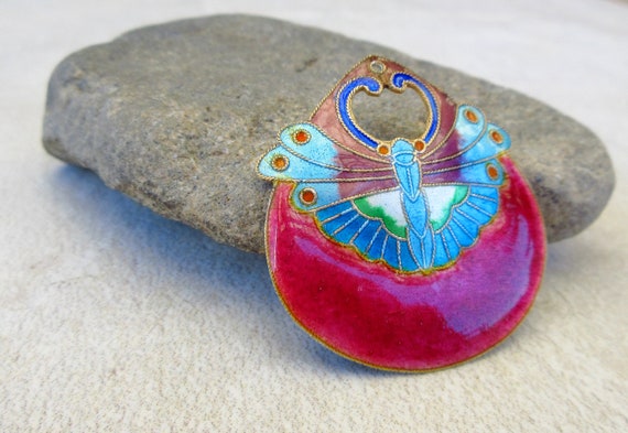 Vintage Laurel Burch 1970s Cloisonné Enamel "Full… - image 3