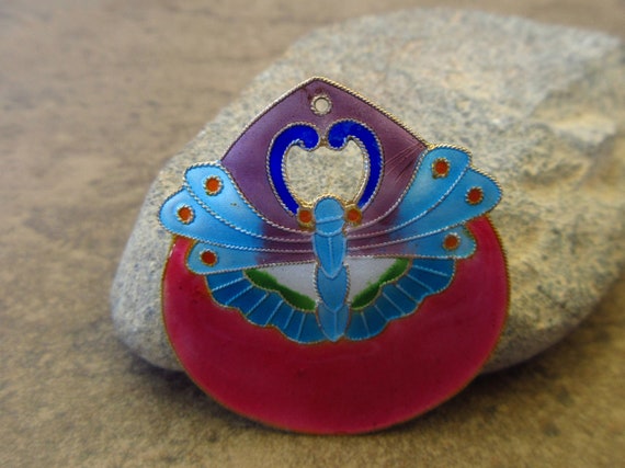 Vintage Laurel Burch 1970s Cloisonné Enamel "Full… - image 6