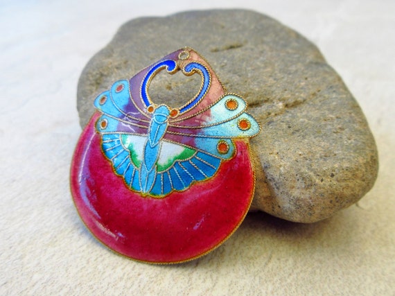 Vintage Laurel Burch 1970s Cloisonné Enamel "Full… - image 5