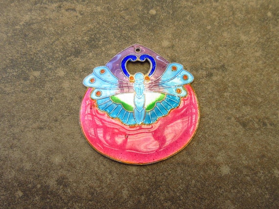 Vintage Laurel Burch 1970s Cloisonné Enamel "Full… - image 2