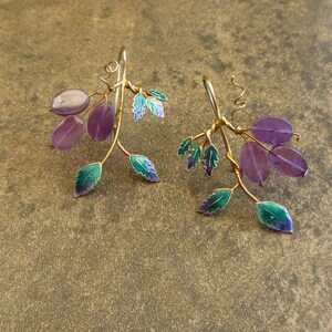 20/% OFF Vintage Thousand Flowers 1970s Cloisonn\u00e9 Enamel Butterfly Hoop Pierced Earrings Sterling Silver 24k Gold Wash
