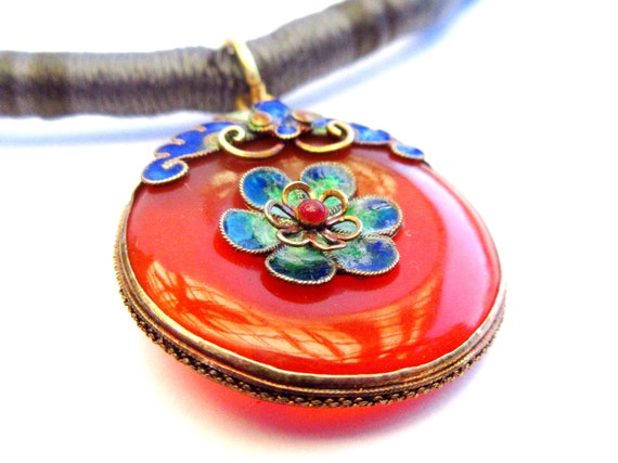 Vintage Laurel Burch 1970s Cloisonné Enamel Doubl… - image 4