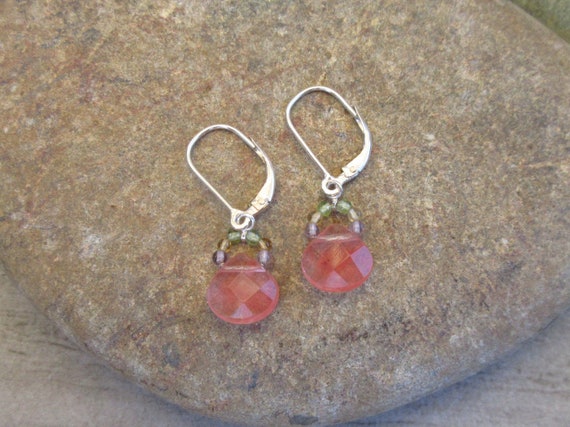Sterling Silver Real Semi Precious Gemstone Pierced Earrings Vintage