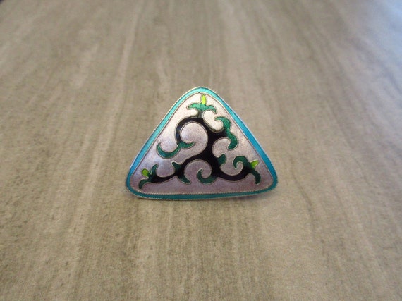 Vintage 1970s 1980s Cloisonné Enamel Art Nouveau … - image 4