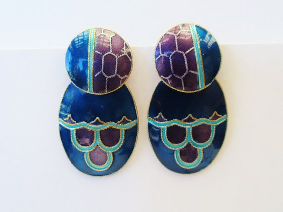 Vintage 1980s Cloisonné Enamel Articulated Art De… - image 1