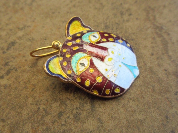 Vintage Laurel Burch 1970s Cloisonné Enamel Leopa… - image 8