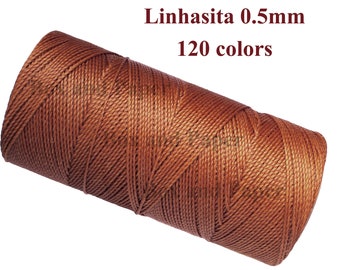 20 Meters Linhasita 0.5mm, Macrame Cord, Beading String, Waxed Polyester Cord, Linhasita Polyester Thread ref. 641 - Brownish Copper