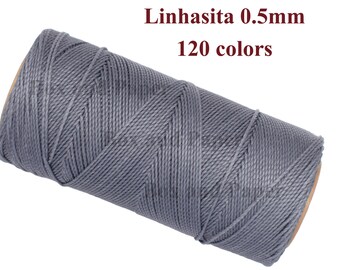 20 mètres Linhasita 0,5 mm, cordon en macramé, jonc de perles, cordon en polyester ciré, fil polyester Linhasita réf. 227 - Bleu poudré