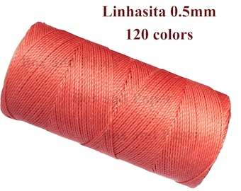 20 mètres Linhasita 0,5 mm, cordon en macramé, jonc de perles, cordon en polyester ciré, fil polyester Linhasita réf. 35 - Corail