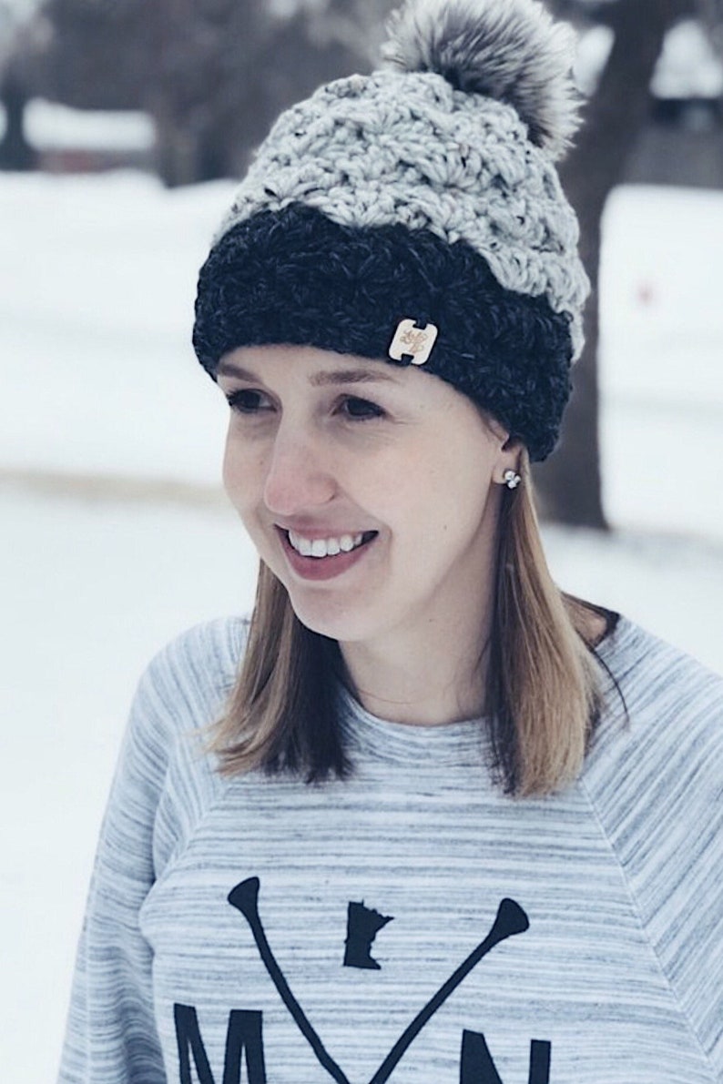 Madison Beanie Choose Your Colors Crochet Faux Fur Pom Pom Hat