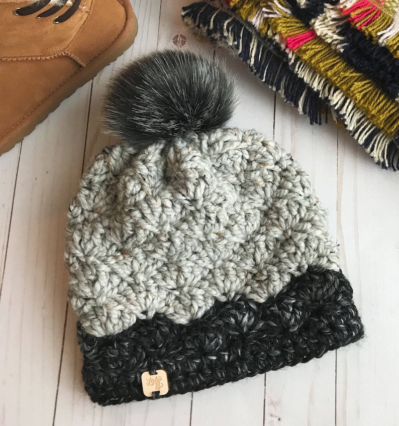 Madison Beanie Choose Your Colors Crochet Faux Fur Pom Pom Hat