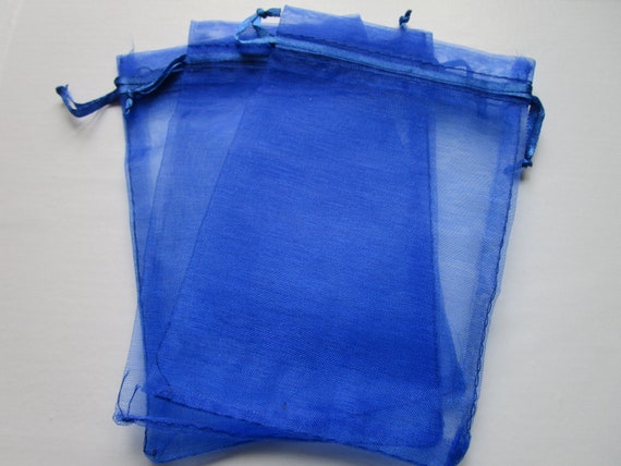 Lot 10 organza pouches bags blue roya 7 x 9 cm wedding baptism gifts jewelry