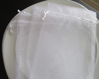 White Organza Gift Pouch 10 - Small Organza bag - Mini Wedding Favor - Jewelry Candy Bag - 4x6 organza bag - white organza bags - gift bags