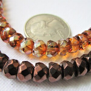 36 Faceted Czech Glass Shiny Bead Brown 6mm - rainbow brown glass czech bead - brown glass bead - brown glass czech bead - brown czech beads