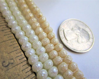 200 round Textured Bead White/Off White 5mm - bead supplies - white/off white beads - jewelry supplies - textured bead - white textured bead