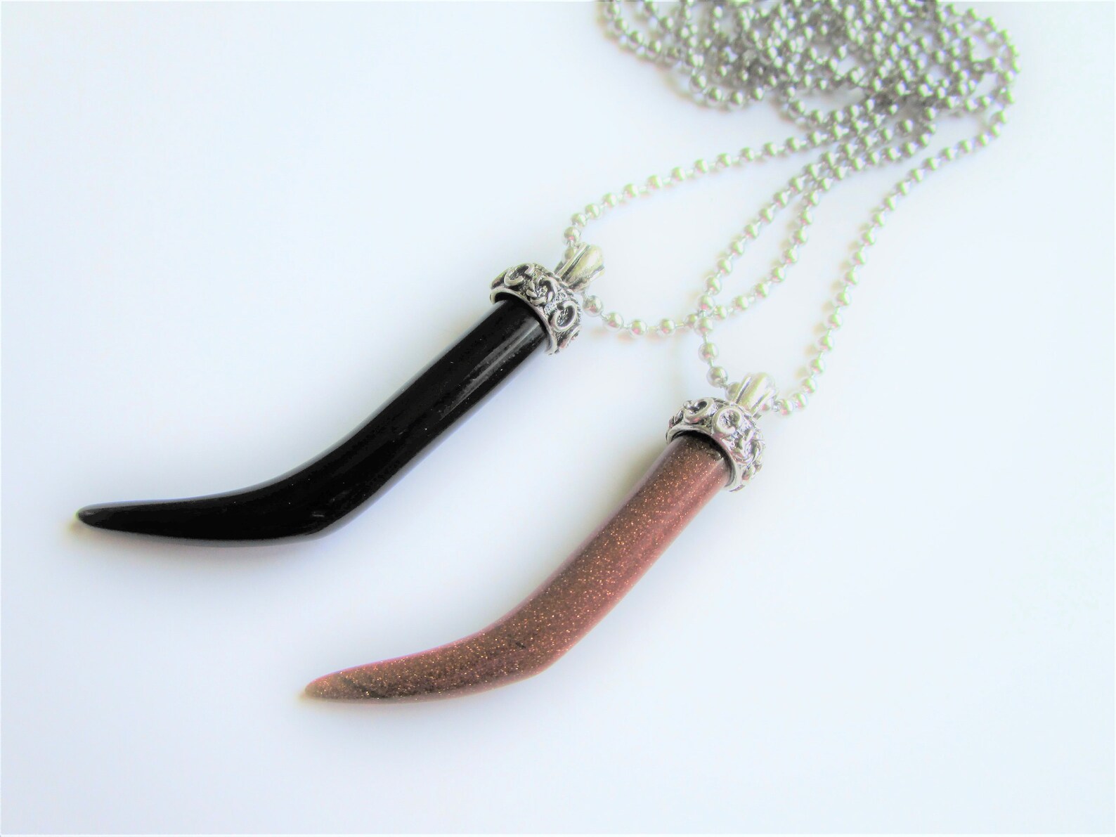 Gemstone Horn Rolo Chain Necklace - Black Onyx main image 1