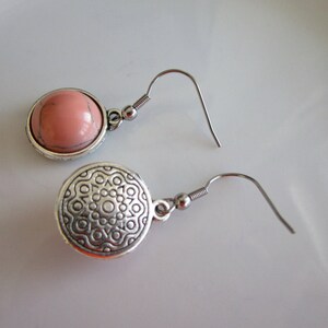 Silver nickel free genuine stone pink turquoise - stainless steel nickel free earring hook - pink turquoise jewelry - genuine stone jewelry