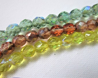 25 Faceted Czech Glass Beas 8x10mm - Shiny multi color glass Czech bead - Ori Crystal glass bead - glass Czech bead - multi color Czech bead