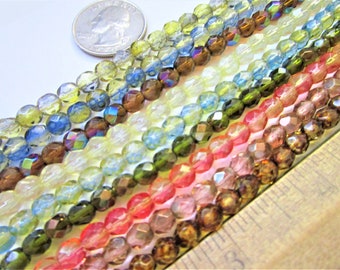 30 Faceted Czech Glass Bead 6mm - Multifaceted multi color glass Czech bead - Crystal glass bead - glass Czech bead - multi color Czech bead