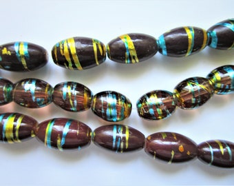 Large Brown Rainbow Glass Bead 9-12mm - bead supply - glass beads - brown glass bead - jewelry supply - rainbow beads - African tribal beads