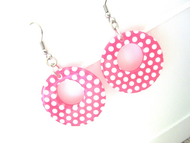 Round Polka Dot Earrings Polka Dot Dangle White Polka Dot Etsy Canada