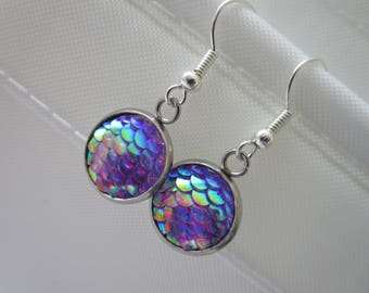 Silver Tone Purple Mermaid Earring - Ocean Earring - Mermaid jewelry - Silver purple mermaid -  nautical earrings - mermaid purple earrings
