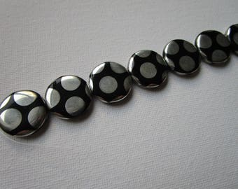 10 Round Black/Silver Helix Bead - Black Helix Bead - 20mm - round bead supply - black/silver round beads - round glass beads black color