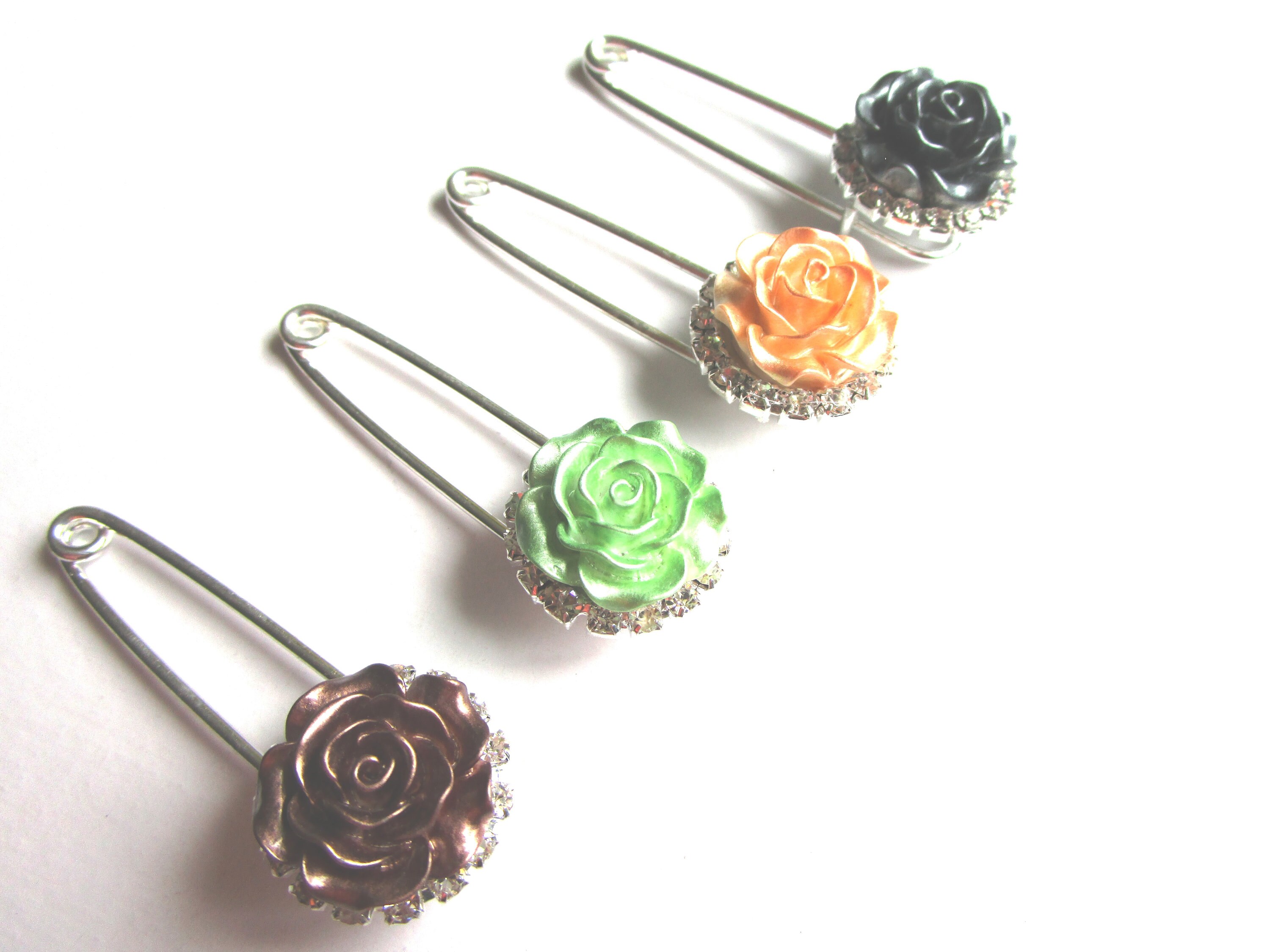 Rose Gold Purple Rhinestone Brooch - Crystal Rose Flower Pin For Women, Alloy Fashion Jewelry Gift