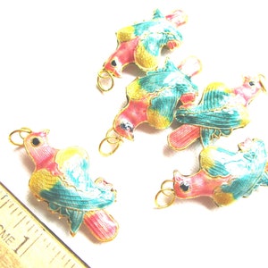 Gold tone 1.5 inch bird parrot charm - parrot charms - jewelry supply - colorful bird charm - gold parrot charm - charm supply - bird charm